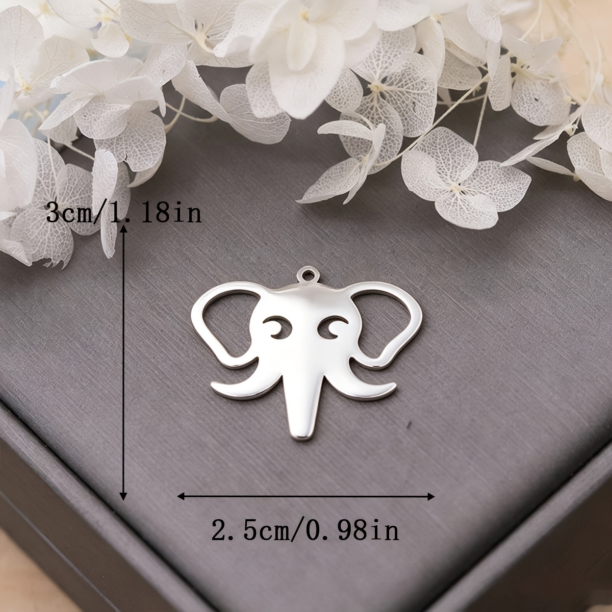 3pcs Cute Elephant 304 Stainless Steel Charm Set